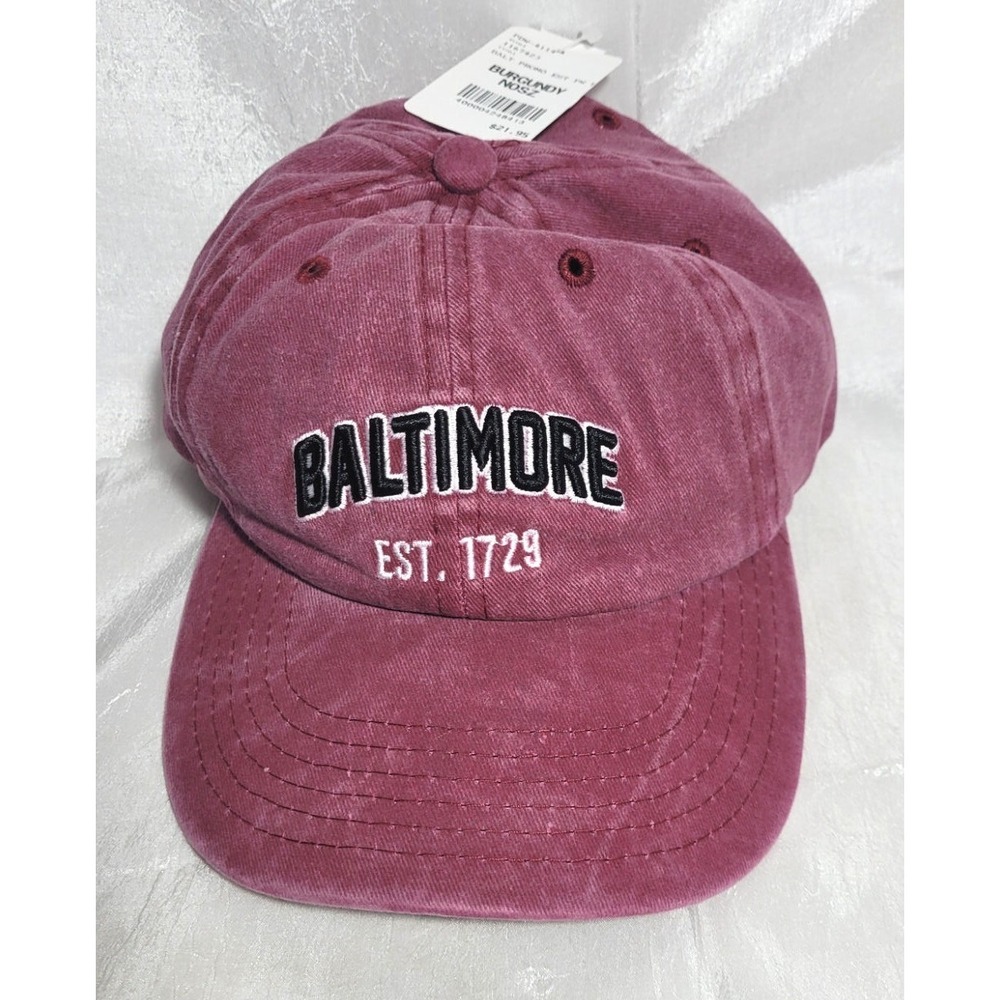 Elidan Distressed Burgundy Adjustable Trucker Baseball Hat Baltimore‎ - One Size